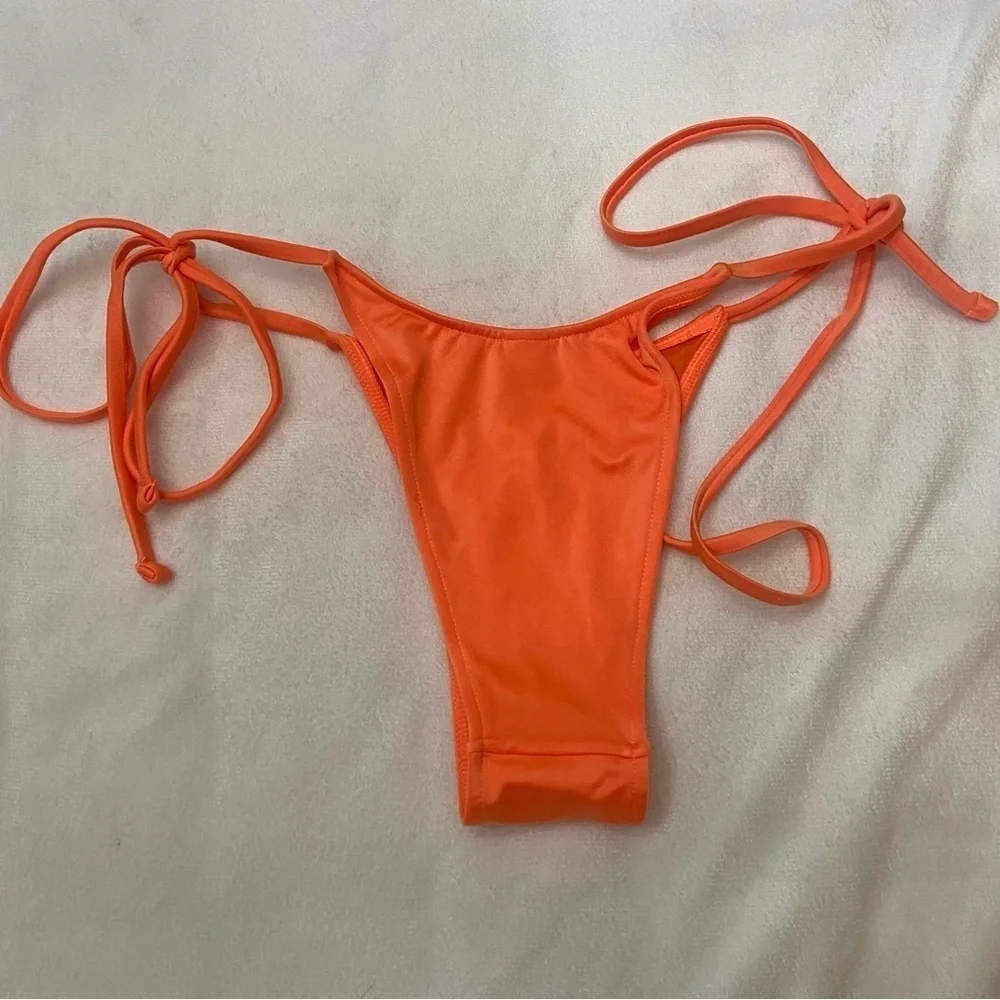 New! Frankie's Bikinis Tia Cuties Orange Tie-Side Thong Bottom 1089
